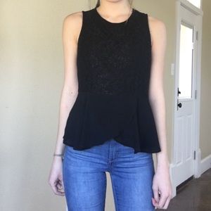 Black lace peplum top